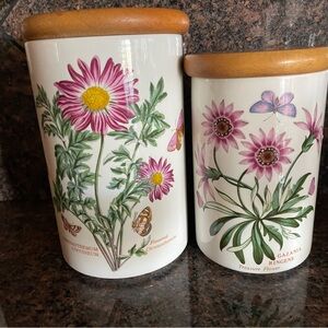 Portmeirion Floral Ceramic Canister Set with Wooden Lids